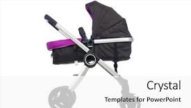  Presentation with pink and white roses shabby chic country - Slide deck having kids wheel chair - child pram isolated background and a white colored foreground