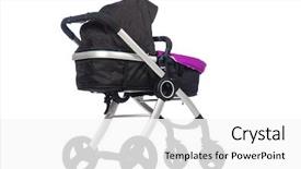  Presentation with pink and white roses shabby chic country - Slides with kids wheel chair - child pram isolated background and a white colored foreground