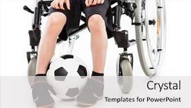  Presentation with kids sport - PPT theme consisting of kids wheel chair - invalid or disabled child boy background and a light gray colored foreground