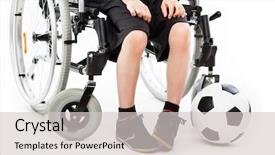  Presentation with kids wheelchair - Audience pleasing slide deck consisting of kids wheel chair - invalid or disabled child boy backdrop and a light gray colored foreground