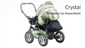  Presentation with octopus on isolated white - Beautiful presentation design featuring kids wheel chair - perambulator isolated under the white backdrop and a  colored foreground