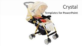  Presentation with under ground cable - Cool new PPT theme with kids wheel chair - perambulator isolated under the white backdrop and a  colored foreground