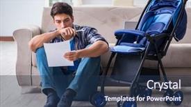  Presentation with baby - Colorful slide set enhanced with kids wheel chair - young father assembling baby pram backdrop and a  colored foreground
