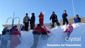  Presentation with play kids - Theme consisting of kids-winter-play background and a teal colored foreground