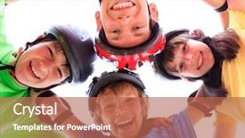  Presentation with feminine pad menstrual pads blood - Beautiful theme featuring kids with helmets and pads backdrop and a coral colored foreground