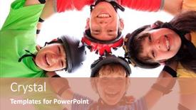  Presentation with feminine pad menstrual pads blood - PPT layouts with kids with helmets and pads background and a coral colored foreground