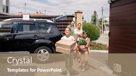  Presentation with moving - Colorful presentation theme enhanced with kids-with-moving-boxes backdrop and a coral colored foreground
