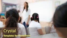  Presentation with school kids - Presentation featuring kids-with-teacher background and a tawny brown colored foreground