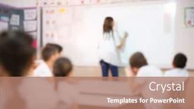  Presentation with school kids - Presentation having kids-with-teacher background and a coral colored foreground