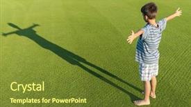  Presentation with kids moslem - Colorful presentation theme enhanced with kids with their shadows backdrop and a tawny brown colored foreground