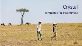  Presentation with great migration - PPT theme having kids witnessing great migration background and a sky blue colored foreground