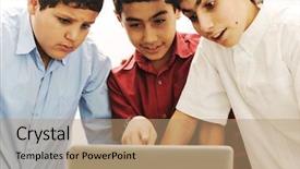  Presentation with kids room children smile - Amazing PPT theme having kids working together - happy children smiling and laughing backdrop and a coral colored foreground