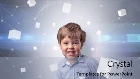  Presentation with luminous - Colorful presentation design enhanced with boyhood - little boy with luminous cubes backdrop and a  colored foreground