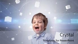  Presentation with luminous - Theme featuring boyhood - little boy with luminous cubes background and a  colored foreground