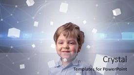  Presentation with luminous - Amazing presentation theme having boyhood - little boy with luminous cubes backdrop and a  colored foreground