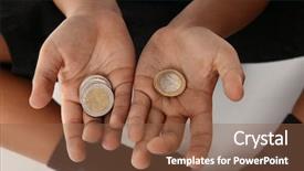  Presentation with poverty - Amazing slide deck having kids world money - hands of little boy backdrop and a tawny brown colored foreground