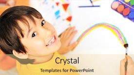  Presentation with house - PPT layouts with kids writing - cute little schoolboy drawing background and a blonde colored foreground