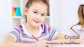  Presentation with internet of things home automation - Theme with kids writing - little girl sitting and studying background and a lemonade colored foreground