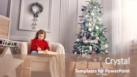  Presentation with christmas kids - PPT theme with kids writing - merry christmas and happy holidays background and a coral colored foreground