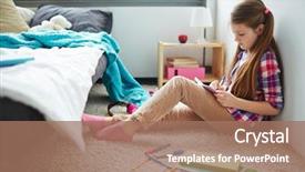  Presentation with diary - Presentation theme having kids writing - teenage girl making notes background and a coral colored foreground