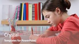  Presentation with learning - Beautiful presentation theme featuring left hand - girl learning backdrop and a coral colored foreground