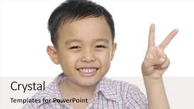  Presentation with peace - Presentation theme enhanced with kidspeace - cute little boy holding up background and a soft green colored foreground