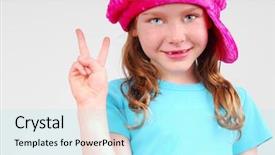 Presentation with funky - PPT theme featuring kidspeace - young girl in funky cap background and a  colored foreground
