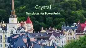  Presentation with city church - Slide deck with kiev-city-old-town-ukraine background and a tawny brown colored foreground