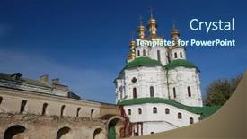  Presentation with ukraine - Presentation enhanced with kiev-pechersk-lavra-monastery background and a ocean colored foreground