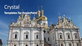  Presentation with ukraine - Presentation theme with kiev-pechersk-lavra-monastery background and a ocean colored foreground