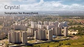  Presentation with bird eye view - PPT theme having kiev summer cityscape of ukrainian capital from bird's eye view background and a light blue colored foreground