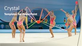  Presentation with rhythmic gymnastics gymnastics - Presentation design featuring kiev-ukraine-august-31-team background and a ocean colored foreground