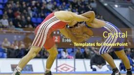  Presentation with wrestling - PPT layouts with yellow dandelion gets pollinated by a bee background and a tawny brown colored foreground