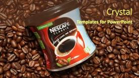  Presentation with beverage - PPT theme featuring kiev-ukraine-july-11-2017 background and a tawny brown colored foreground