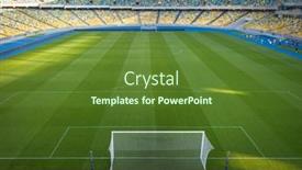  Presentation with sports field - Slide set consisting of kiev-ukraine-july-19-2018 background and a tawny brown colored foreground