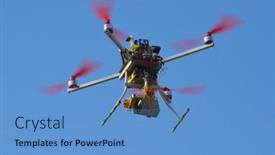  Presentation with camera-drone - PPT theme consisting of kiev-ukraine-nov-3-quadrocopter background and a teal colored foreground