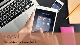  Presentation with ipad - Cool new slide deck with kiev-ukraine-october-03-2017 backdrop and a coral colored foreground