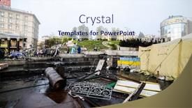  Presentation with revolution - Presentation theme consisting of kiiev-ukraine-april-14-2014 background and a sky blue colored foreground