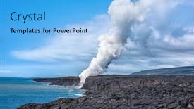 Presentation with spills - Audience pleasing slide set consisting of kilauea-volcano-lava-flow-sends backdrop and a light blue colored foreground