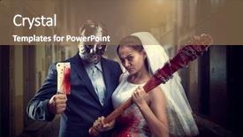  Presentation with city night - Slide deck featuring killer - couple with bat and meat background and a coral colored foreground