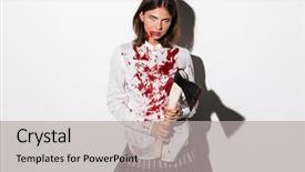  Presentation with zombie - PPT theme consisting of killer - dreadful zombie woman holding background and a light gray colored foreground