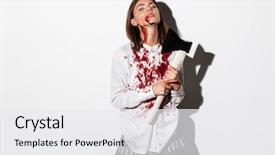  Presentation with zombie - PPT layouts with killer - mad zombie woman bleeding while background and a white colored foreground