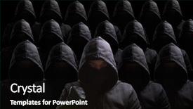  Presentation with man wear black suit - Presentation design having killer - many thieves on black background background and a black colored foreground