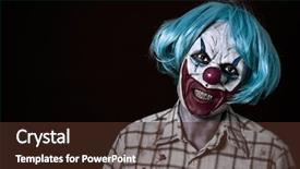  Presentation with clown - Cool new presentation theme with killer - portrait of a scary evil backdrop and a tawny brown colored foreground