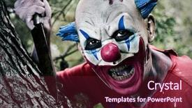  Presentation with woods - Beautiful PPT layouts featuring killer - scary evil clown backdrop and a tawny brown colored foreground