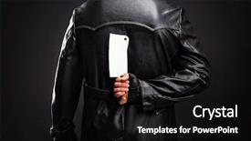  Presentation with murderer - Slide set with killer - serial murderer holding meat cleaver background and a black colored foreground