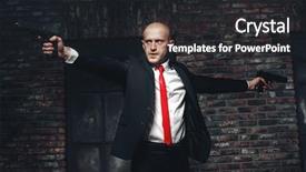  Presentation with fire red - Presentation design consisting of killer in red tie aim background and a dark gray colored foreground