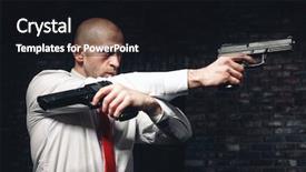  Presentation with fire red - PPT theme having killer in red tie aim background and a wine colored foreground