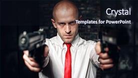  Presentation with red leather cricket ball hitting - Beautiful slides featuring killer in red tie aim backdrop and a wine colored foreground