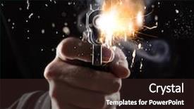  Presentation with gun - Presentation theme consisting of killer with gun close-up background and a wine colored foreground